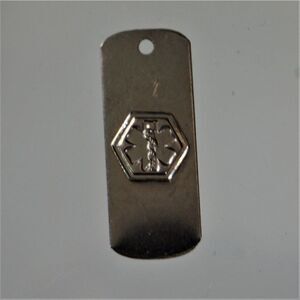 Diabetic Medical Alert ID Dog Tag Charm Stainless Steel